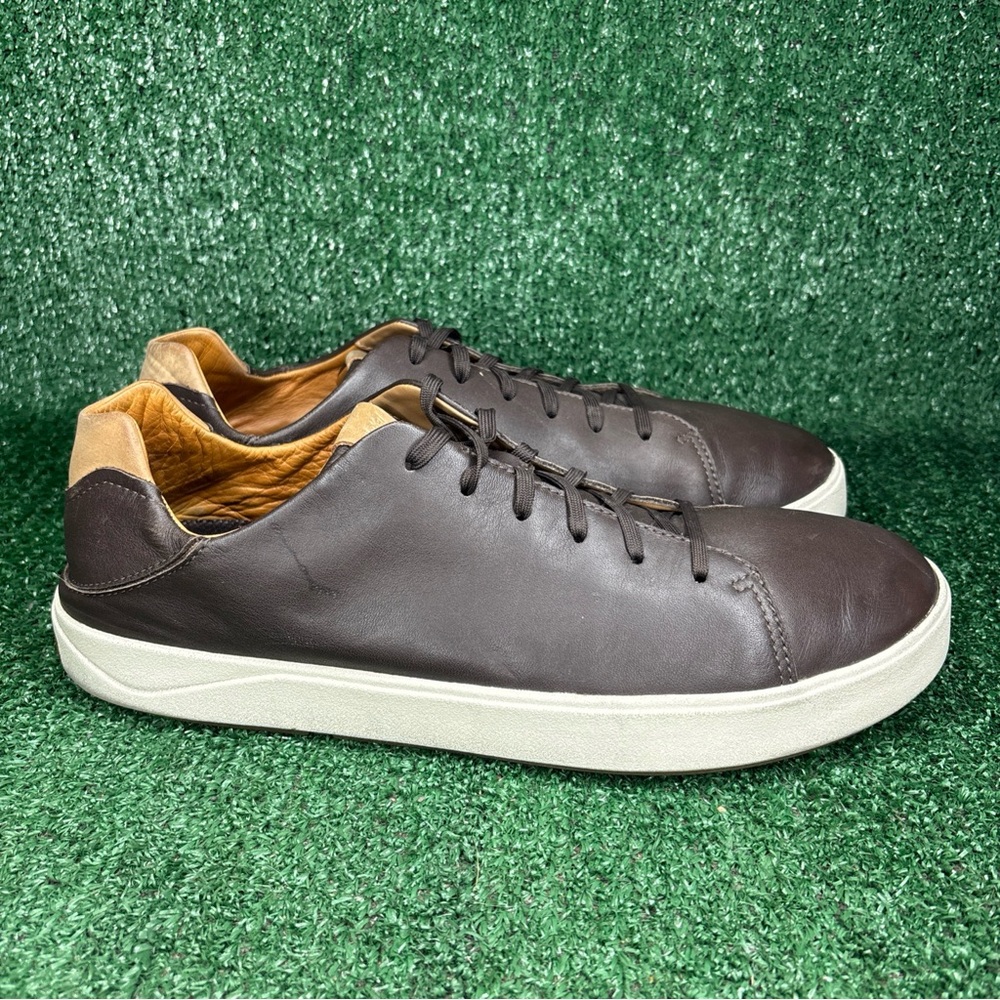 OluKai Lae'Ahi Li'Ili Mens Shoes Brown Leather‎ Lace Up Casual Sneakers Size 14